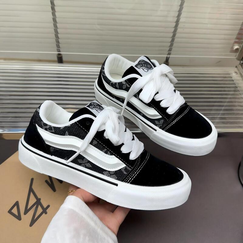 2025 Spring Men's Korean Style Thick-Soled Plaid Vulcanized Canvas Shoes Summer Breathable Lightweight Skateboard Casual Shoes