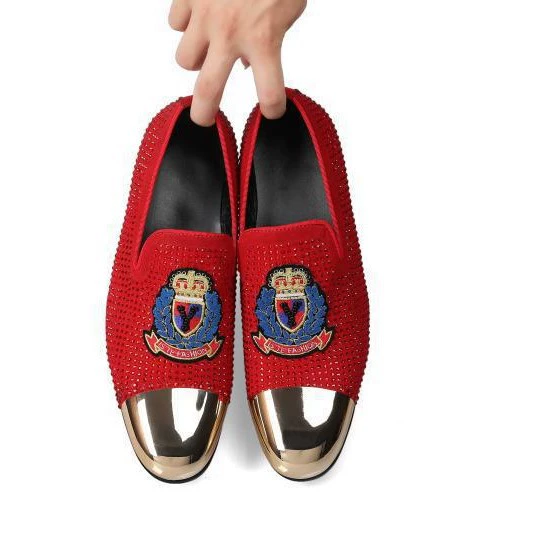 Брендовые мужские туфли со стразами, осенние мужские повседневные кожаные туфли из натуральной кожи, Мужская молодежная модная обувь, ленивые туфли без шнуровки в горох