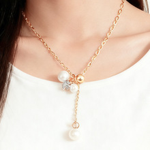 跨境时尚珍珠长款项链女士轻奢毛衣链设计感合金个性义乌配饰饰品