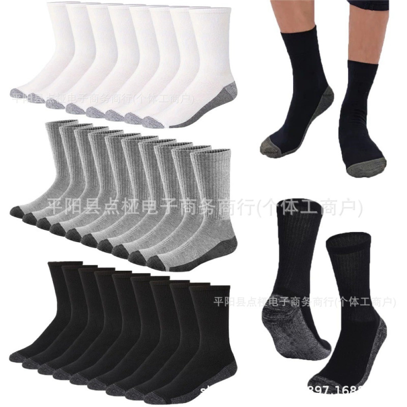 Cross-Border Amazon Men's Crew Work Socks, Sports Socks, Basketball Sports White Long Socks, Autumn Mid-Calf Socks Cross-Border Amazon Men's Crew Work Socks, Sports Socks, Basketball Sports White Long Socks, Autumn Mid-Calf Socks