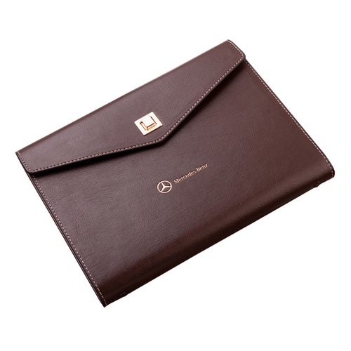 Custom high-end leather-bound tri-fold A5 expandable notebook with logo printing