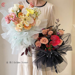 霓裳花瓣紗七夕玫瑰花束包花紗網鮮花包裝仙氣軟紗diy手工花藝網