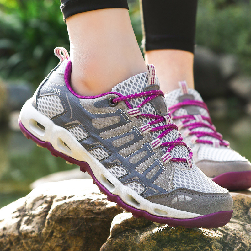 Primavera y verano, zapatos casuales al aire libre de malla baja, zapatos para nadar, zapatos transfronterizos transpirables para parejas de senderismo