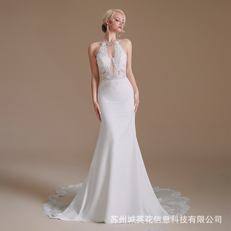 Engerla2022 New elegant wedding dress sexy fishtail long lace white Slim evening dress