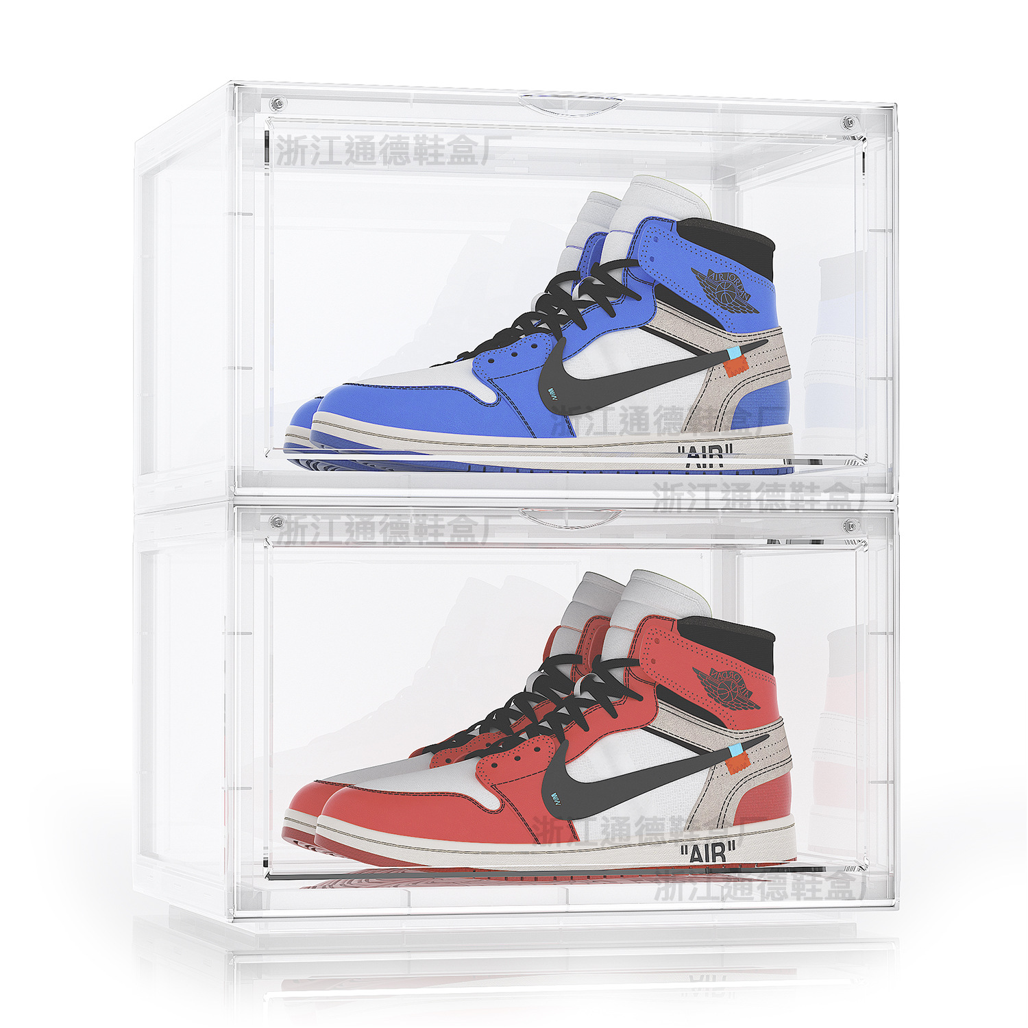 球鞋塑料硬鞋盒男篮球鞋收纳盒透明磁吸收藏亚克力AJ鞋盒批发工厂