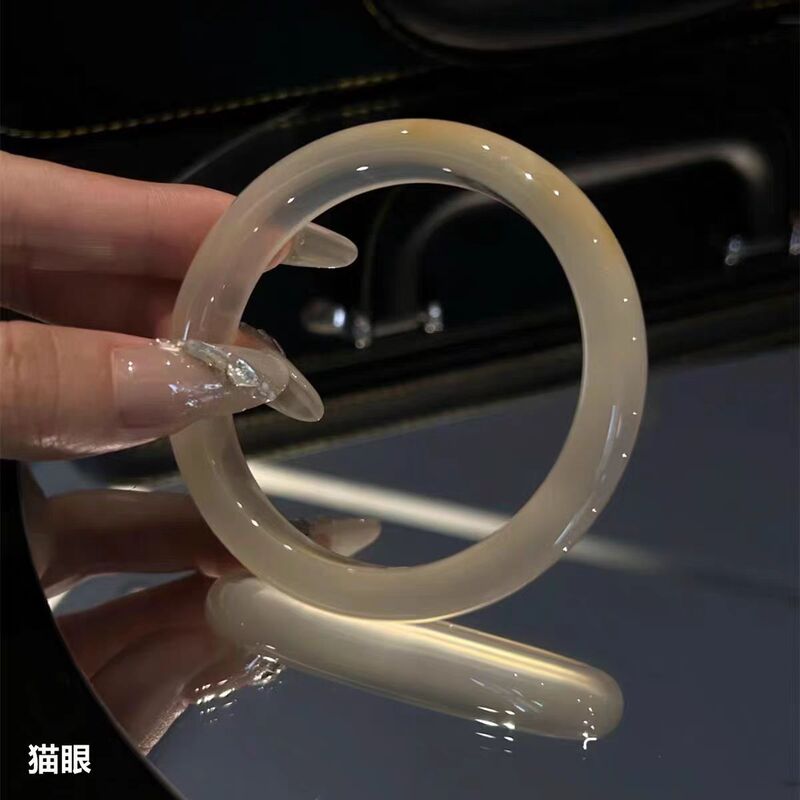 天然猫眼手镯玛瑙冰蓝直供高级感香槟色直播玻璃手环饰品|undefined