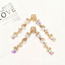 欧美手工新款彩色宝石饰品配件金属超闪大钻女款人字拖鞋链批发