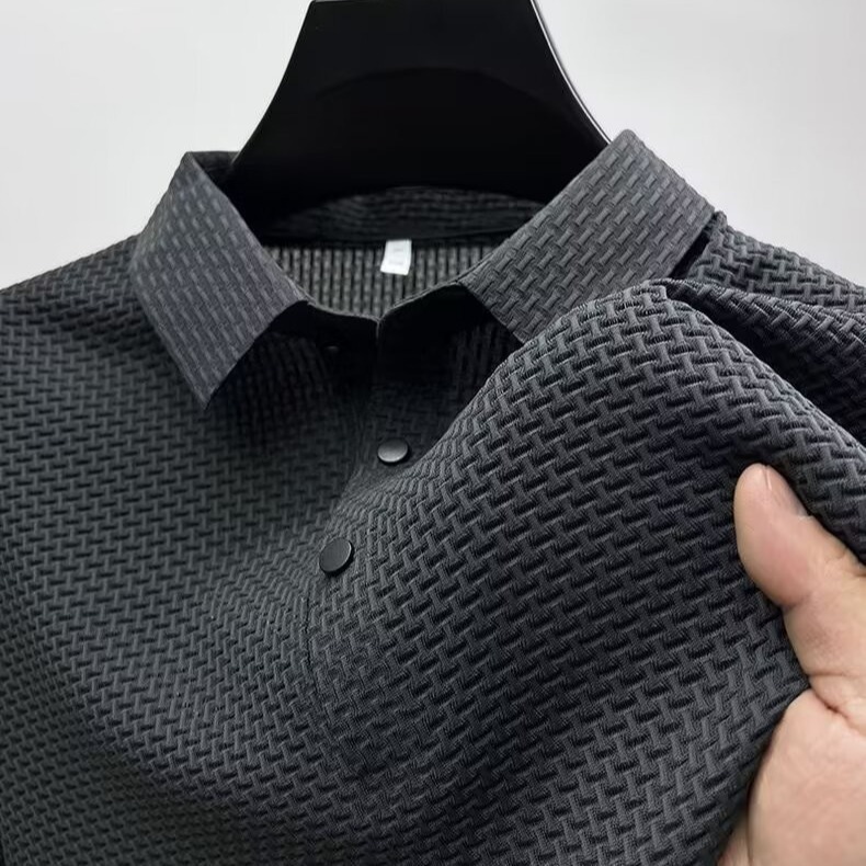 Ice silk T-shirt men's summer business high-end sense solid color cheap top mesh short sleeve shirt cross-border wholesale