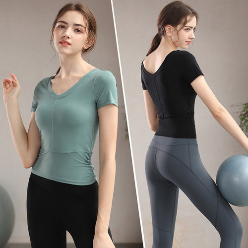 Pilates clothes for women  summer high-end fashion professional sports fitness yoga clothes women's tops with chest pads
