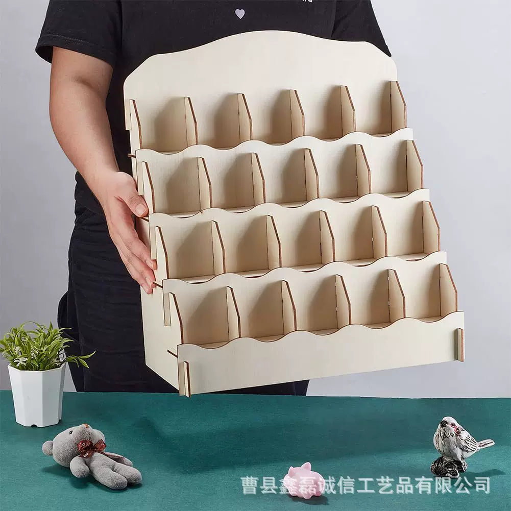 木质桌面置物架实木泡泡玛特展示架超市柜台桌面玩偶多层收纳架