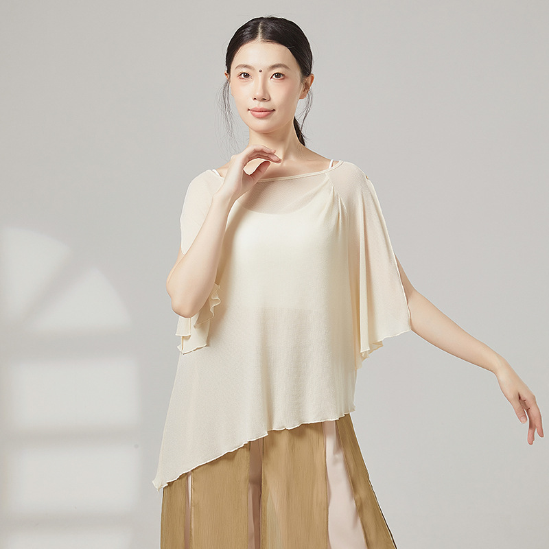 古典舞练功服夏宽松纱衣仙气飘逸舞蹈服演出服练功服上衣|undefined