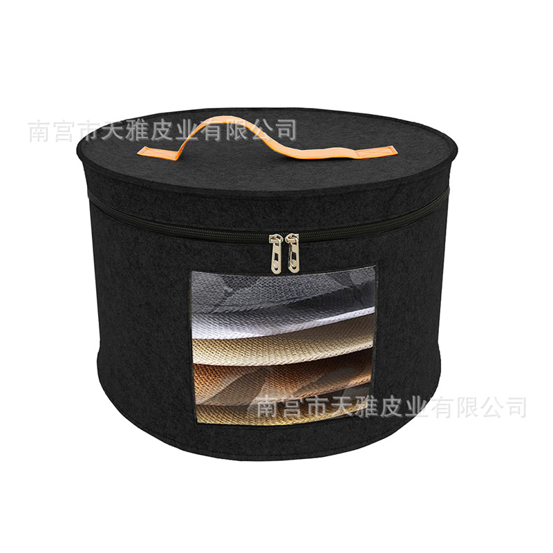 Suministro directo caja de almacenamiento de sombrero de fieltro Cubo de almacenamiento de artículos diversos caja de artículos diversos de almacenamiento portátil simple caja de sombrero de paja visual de PVC