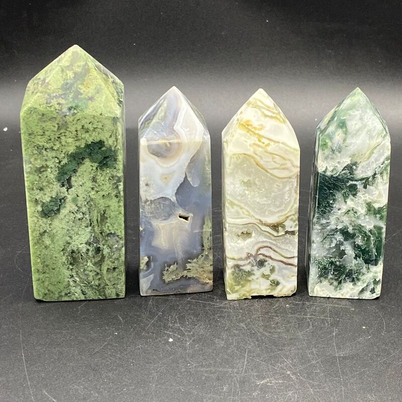 天然水草玛瑙柱子小摆件手工雕刻件桌面摆件手工雕刻件装饰 买一送一 图 6