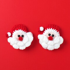 完成した手作りサンタクロースクリスマスブローチヘアピンアクセサリーウールかぎ針編みニットブーケアクセサリー卸売