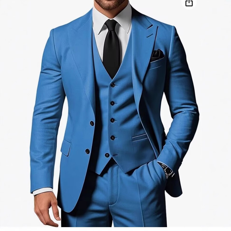 Nuevo traje de hombre traje de tres piezas casual de negocios banquete de baile traje delgado vestido de playa de boda