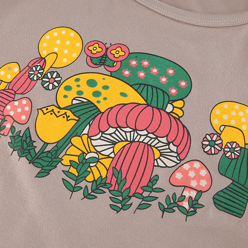 color mushroom print sexy short-sleeved t-shirt NSLQ42011