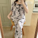 2025 Innovative Women's Silk Pajamas Loose Short-sleeved Trousers suit Lace-up Rope Collar Multi-color Multi-wear