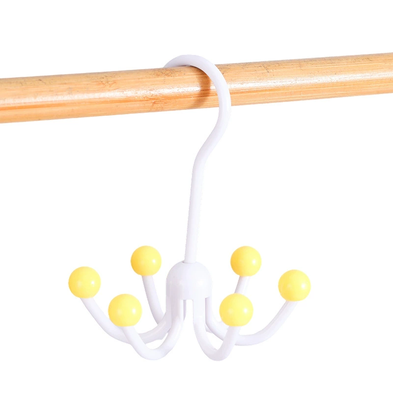 Six-claw hook multi-function 360-degree rotary hook household underwear suspender hat hook for easy storage
