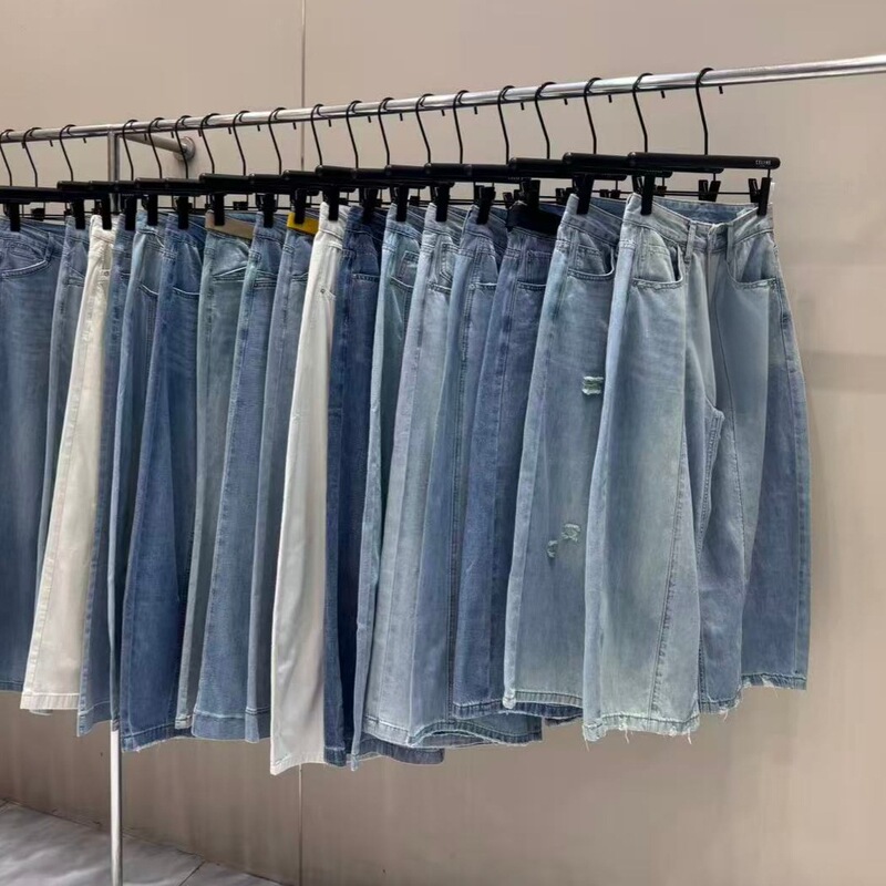 Summer Thin Cropped Balloon Jeans for Women, New Casual Loose Wide-Leg Curved Pants, Women's Clothing Wholesale