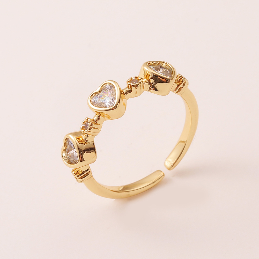womenu0027s copper jewelry heart-shaped small diamond opening adjustable ring
