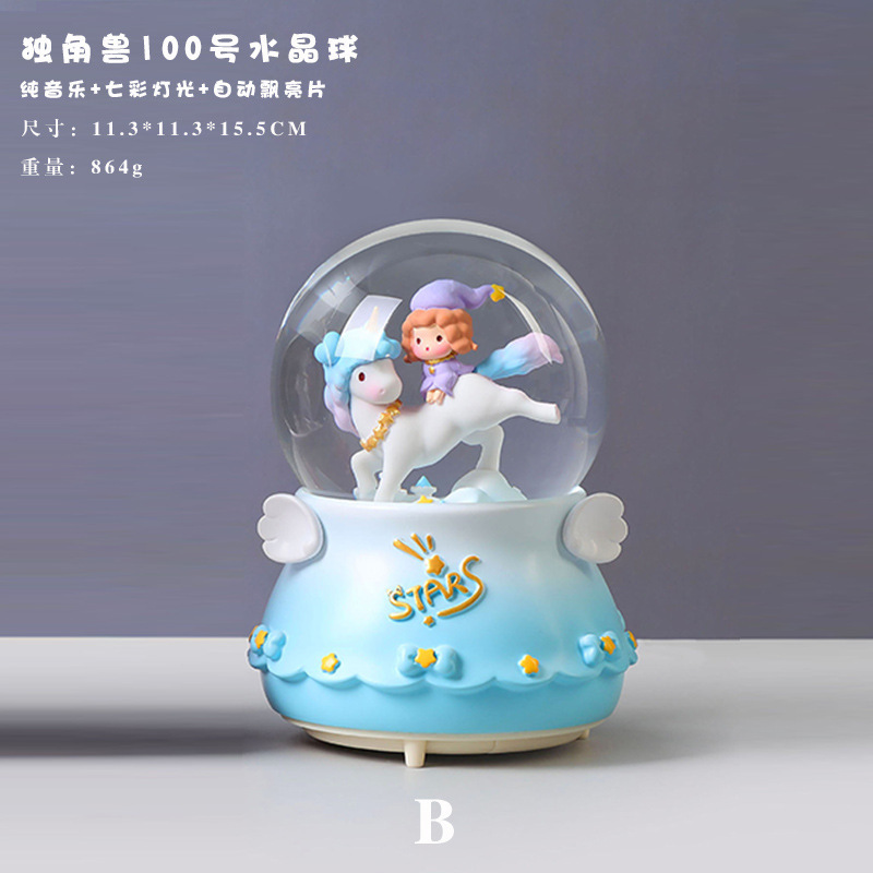 Pequeño libro rojo estilo caliente perro de orejas grandes bola de cristal caja de música nieve brillante niña dormitorio decoración de escritorio regalo