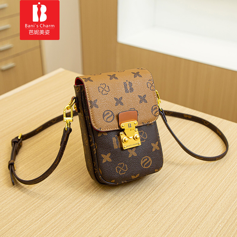 芭妮美姿时尚斜挎手机包洋气夏季迷你小包印花高级感小众复古包包