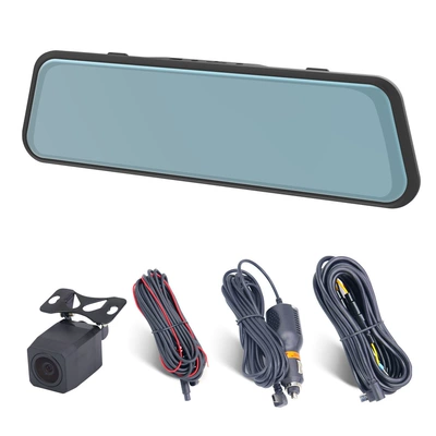 10 inch driving streaming media rearview mirror recorder car video recorder reversing image display front and rear double recording (Driving recorder) - 966inch-dual-recordingfront-1080prear-720p-standard-without-card
