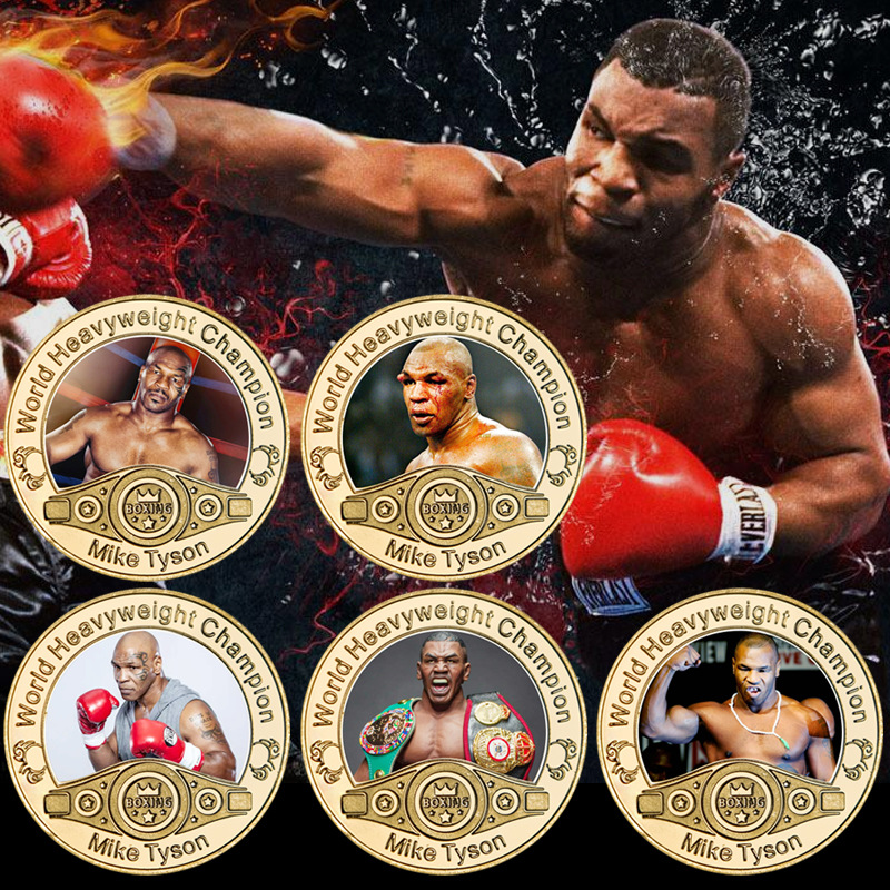 跨境纪念章泰森纪念币套装 金属工艺品 冠军徽章奖牌批发工厂订制