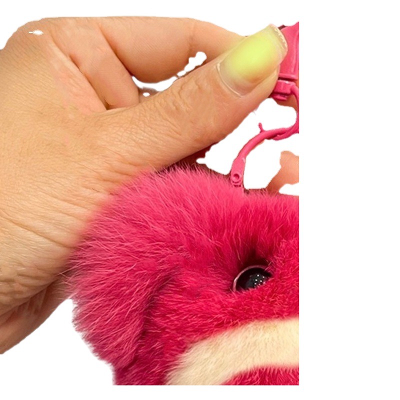 Real Rex conejo de piel fresa oso llavero coche teléfono móvil colgante ins Internet celebridad peluche muñeca mochila bolsa adornos regalo
