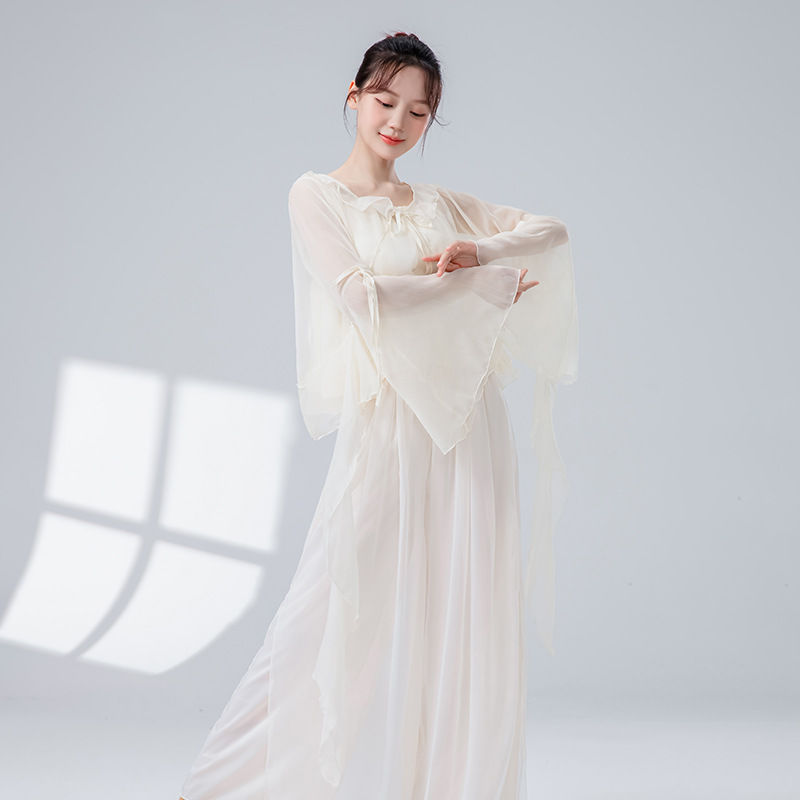 古典舞蹈服女夏季新款宽松飘逸纱衣两件装国风仙气练功演出服上衣|undefined