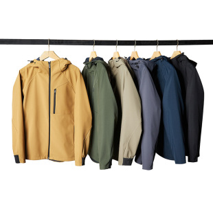 [5386] Cross-border Soft Shell Jacket Men's and Women's Outdoor Windproof Waterproof Casual Jacket Fleece Hooded Jacket