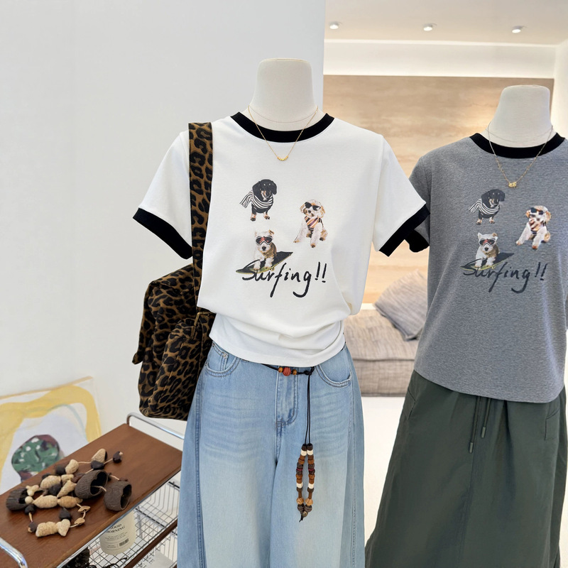 Self-Made! Slim-Fit, Shoulder-Length, Stretchy Short-Sleeve T-Shirt for Women, Summer Korean Style, Enhances Figure and Proportions【Wholesale】 Self-Made! Slim-Fit, Shoulder-Length, Stretchy Short-Sleeve T-Shirt for Women, Summer Korean Style, Enhances Figure and Proportions【Wholesale】