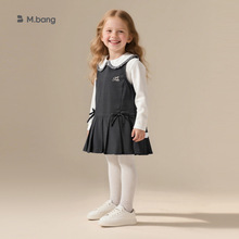邦选童装女童套装秋季新品学院风儿童衣服女孩子背心a字裙两件套