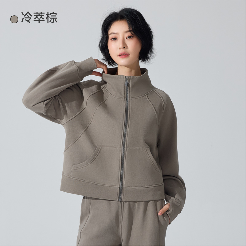 Europa y Estados Unidos sueltos transfronterizos jersey deportivo de cuello de pie abrigo de moda otoño y invierno abrigo mujer image 10