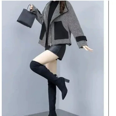 Пальто из шерти, модная куртка, западный стиль, для подростков, стиль Chanel