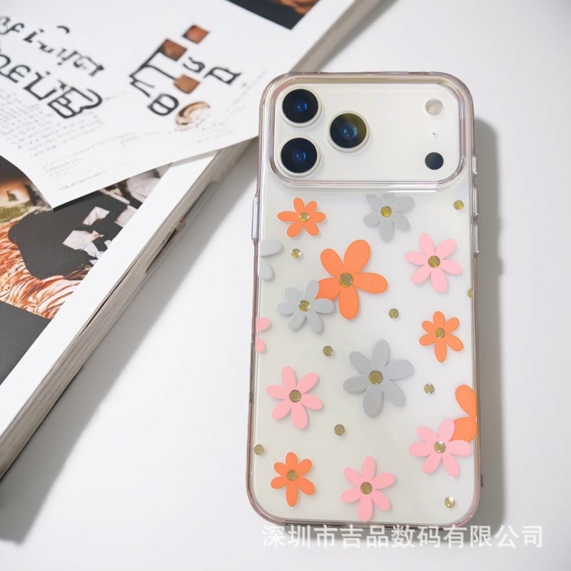 韩风女款花影适用iPhone17promax花朵手机壳苹果17Pro保护套高端|undefined