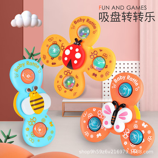 Cross-border children's sucker turning music infant cartoon finger rotating top baby rattle early education educational toys