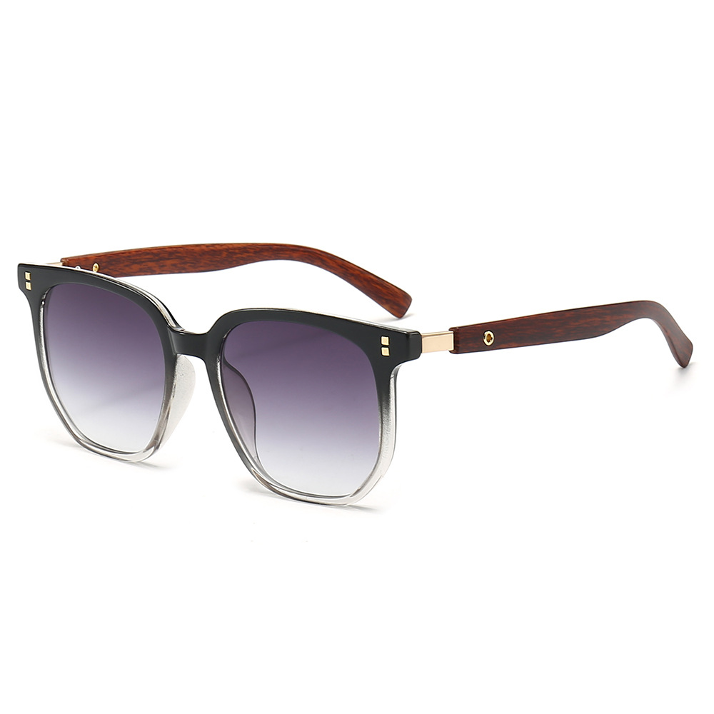 Nuevas gafas de sol marrones, caja de pierna de imitación de madera para mujer, gafas TR de cara redonda, gafas de sol de moda_voghion.com
