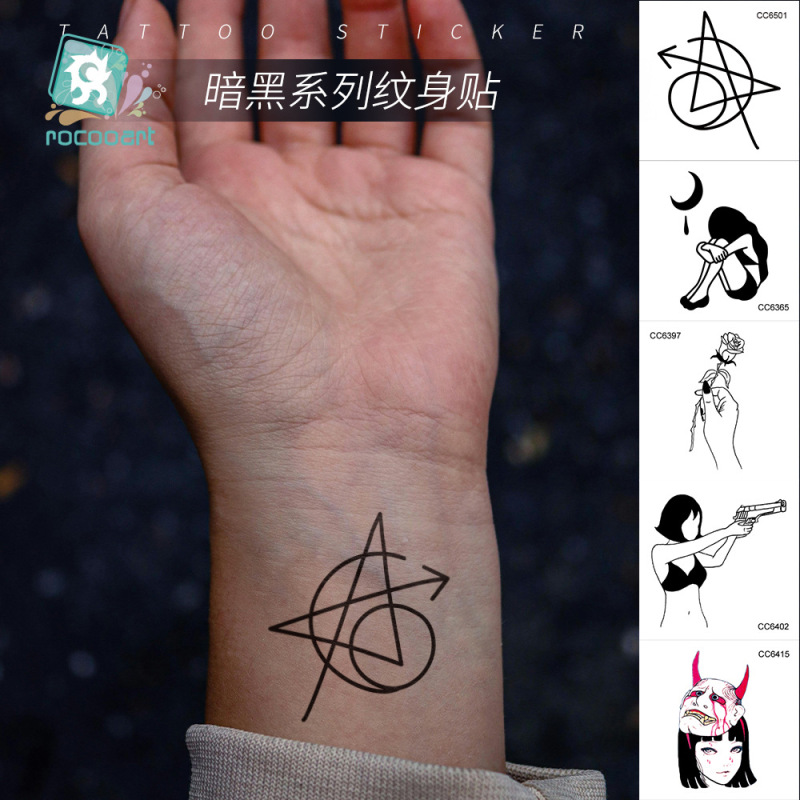 Personalized Black and White Minimalist Tattoo Stickers, Temporary Tattoo Stickers, In-Stock Waterproof Fresh-Style Tattoo Stickers for Halloween