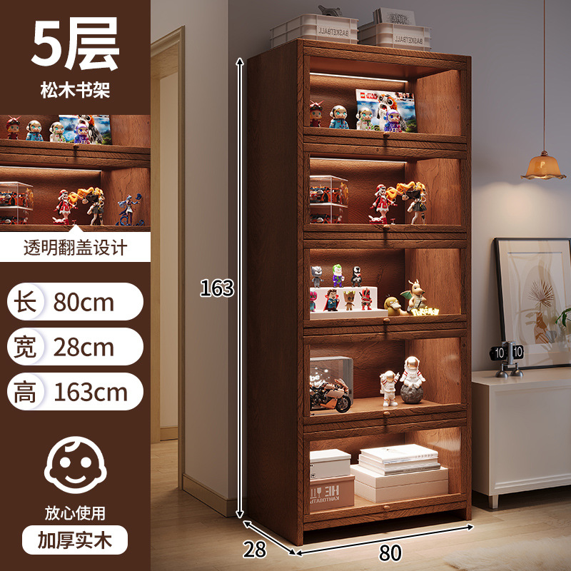 Mesita de noche de madera maciza Estilo retro americano Dormitorio junto a la cama Gabinete de almacenamiento multicapa para el hogar Estante con grietas