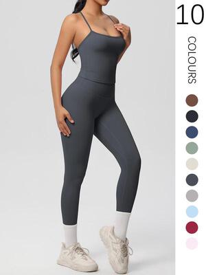 C2124 代发速卖通亚马逊跨境新款运动、休闲套装女式纯色麦秆|ms