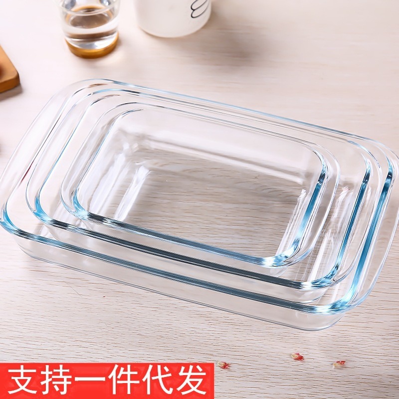 Inicio bandeja para hornear de vidrio con alto contenido de borosilicato bandeja para hornear de vidrio resistente a altas temperaturas horno microondas pescado al vapor especial