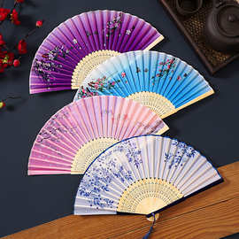 折扇古风樱花扇夏日随身流苏扇子中国风夏日随身桃花扇子折叠扇
