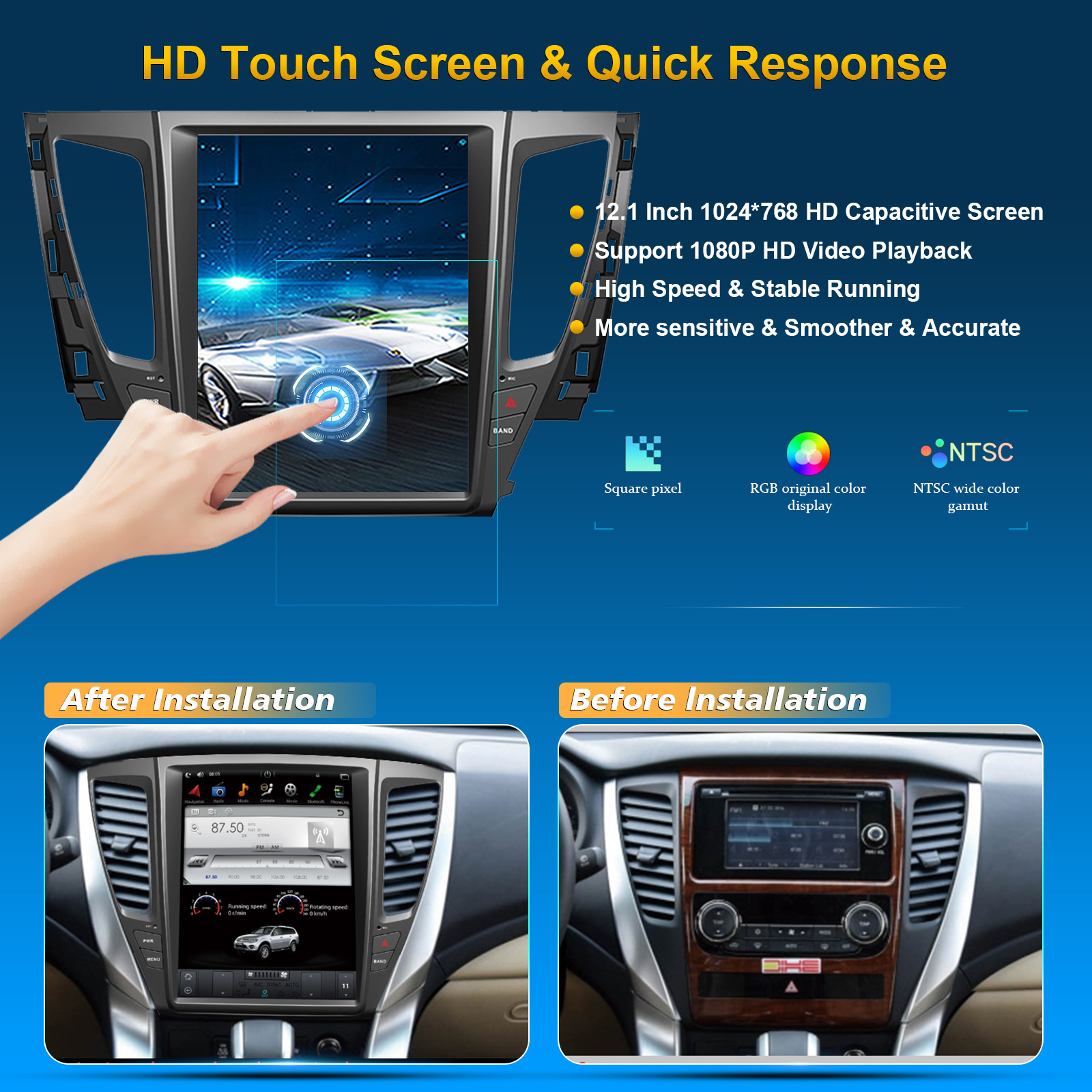 12.1 inch Vertical Screen Wireless CarPlay Android Car Navigation
