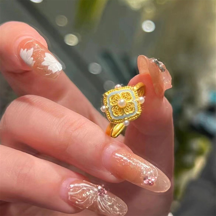 2024 국가 동향 에나멜 고대 방법 노래 운율 4-IN-ONE RUYI 반지 여성 조정 가능한 새로운 중국 스타일 복고풍 국가 스타일 반지