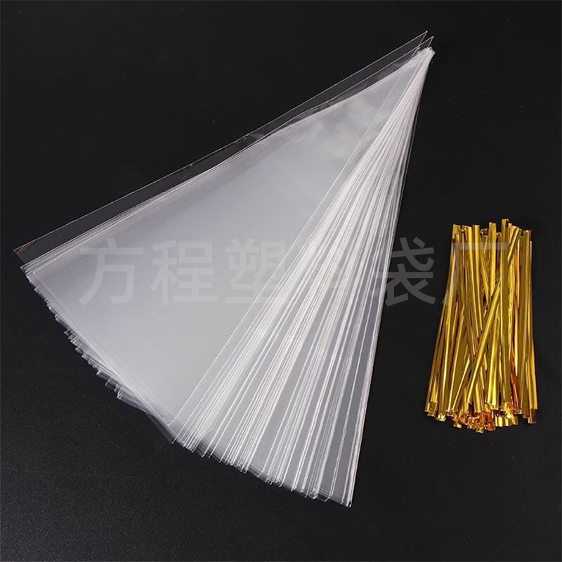 En stock bolsa de triángulo OPP bolsa de embalaje de caramelo de triángulo transparente bolsa de embalaje de palomitas de maíz de cono de helado 50