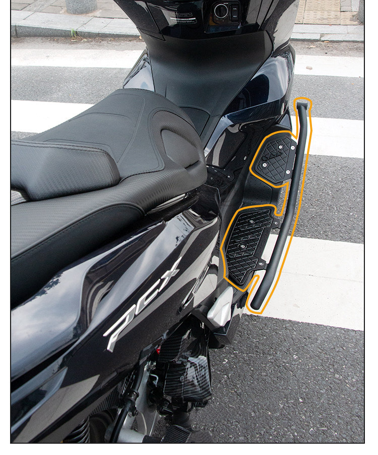 Suitable for 20-25 Models of Honda Pcx160, Modified Footrests, Aluminum Alloy Stainless Steel Bumpers, Anti-Fall Bars