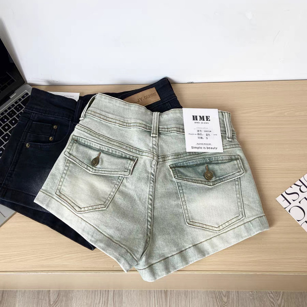 American Retro Hot Girl Denim Shorts for Women 2025 Summer New Style Slim A-Line Wide-Leg Super Short Hot Pants for Small People