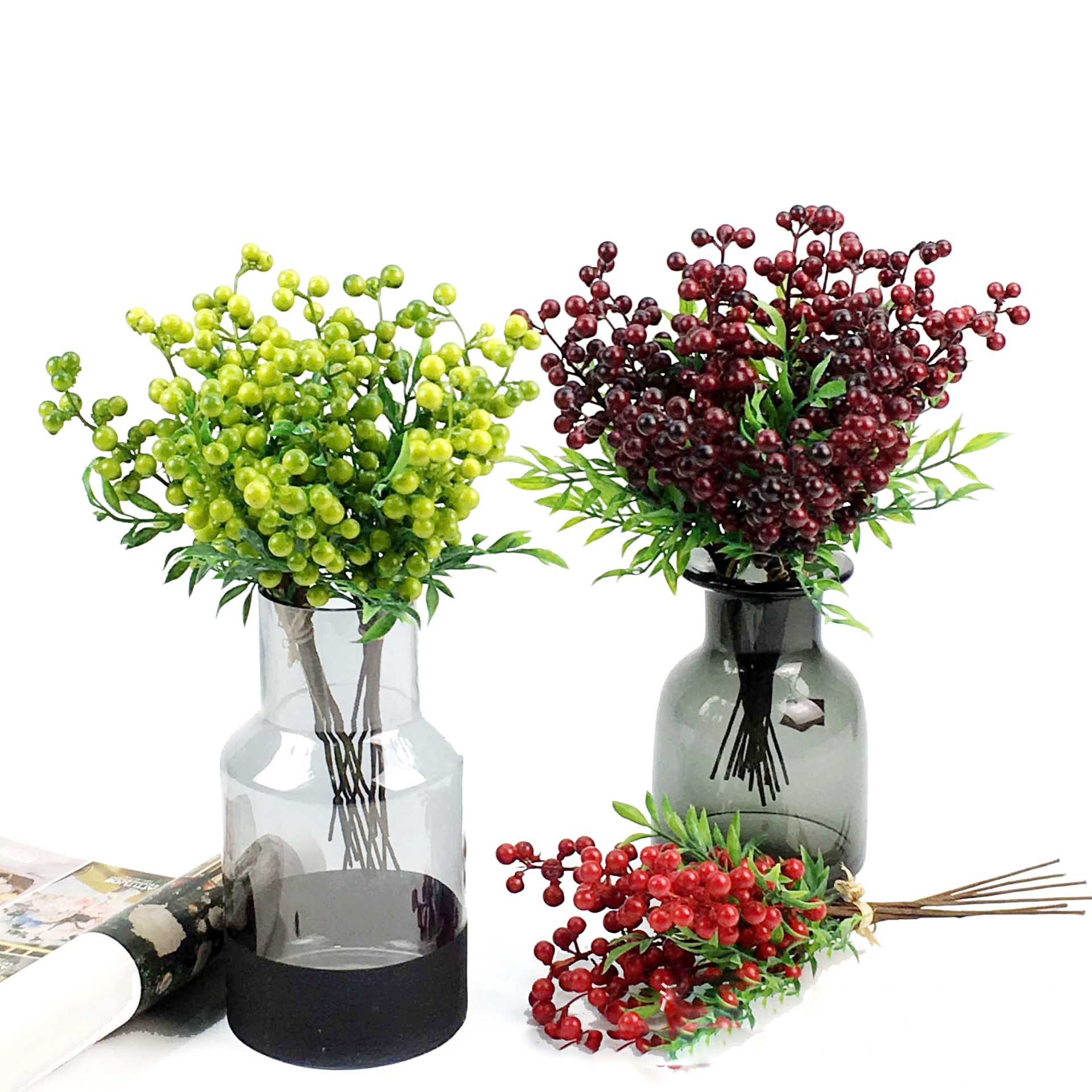 Tejido de fruta artificial Berry Blueberry Fruit 6 ramas fotografía del hogar Decoración suave arreglo floral Accesorios de paisaje