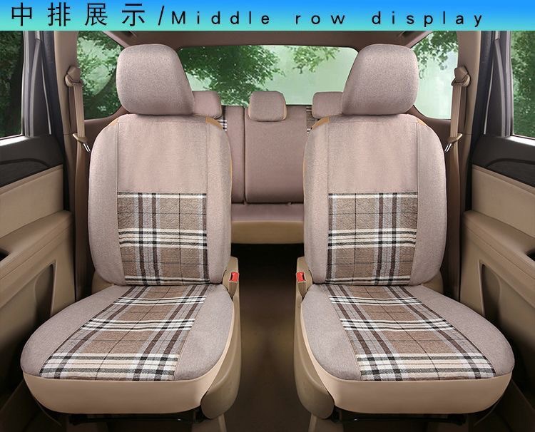 Five-Seater Full Car Seat Cushion Cover Double-Row Small Truck Full Surround Cloth Cover Four-Season Universal Linen Small Car Fabric Seat Cover